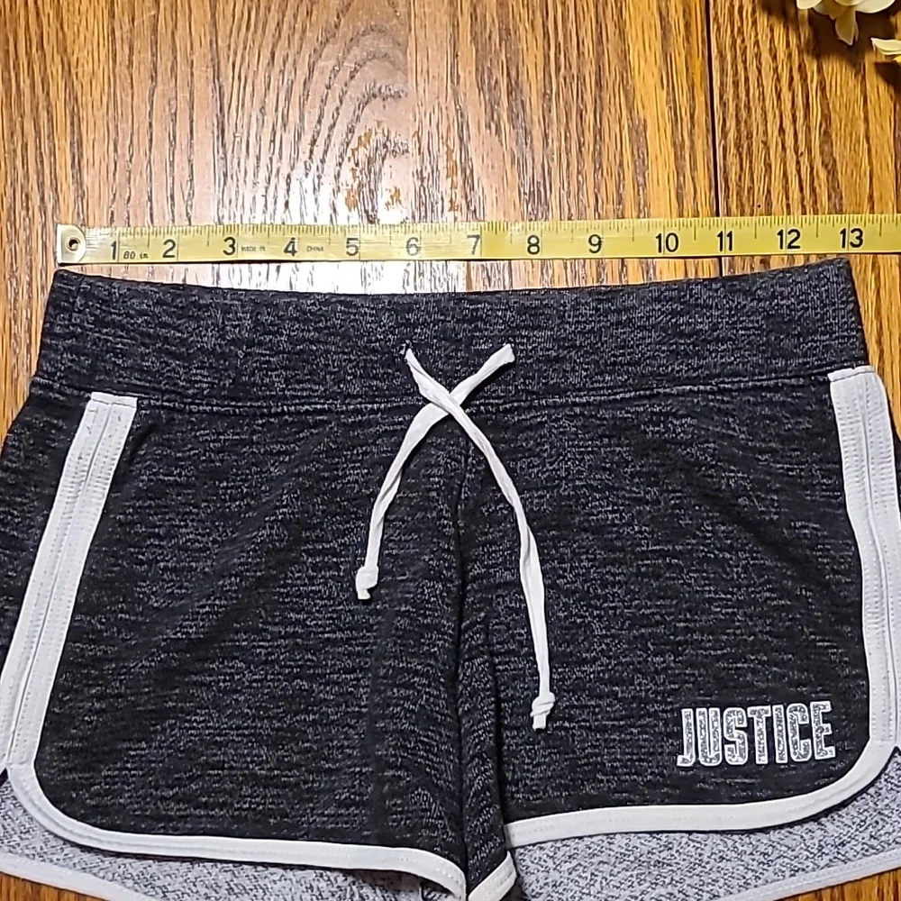 Justice Charcoal Athletic Shorts with White Trim - Girl's 12